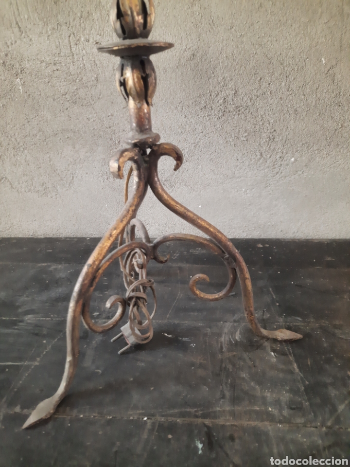 Antig&uuml;edades: L&aacute;mpara candelabro dorado - Foto 2