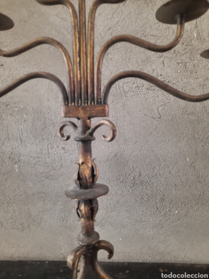 Antig&uuml;edades: L&aacute;mpara candelabro dorado - Foto 3
