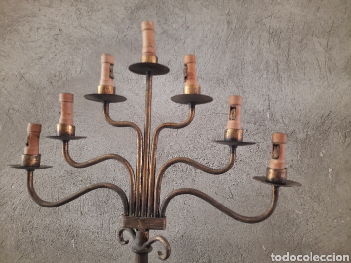 Antig&uuml;edades: L&aacute;mpara candelabro dorado - Foto 4