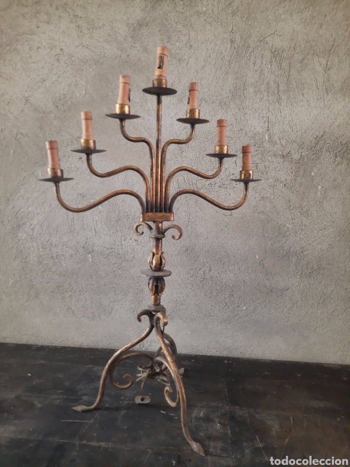 Antig&uuml;edades: L&aacute;mpara candelabro dorado - Foto 5