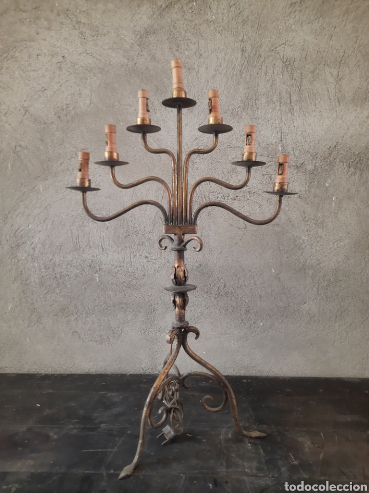 Antig&uuml;edades: L&aacute;mpara candelabro dorado - Foto 1
