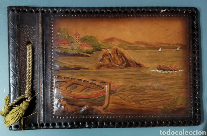 Antig&uuml;edades: Antiguo Album de Piel repujada principios 1900