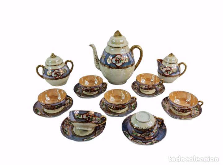 Antigüedades: Juego de té en porcelana cáscara de huevo con litofania. Pps SXX - Foto 2 - 264062365