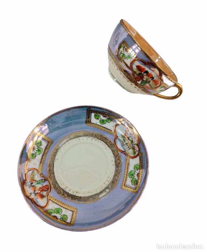 Antigüedades: Juego de té en porcelana cáscara de huevo con litofania. Pps SXX - Foto 3 - 264062365
