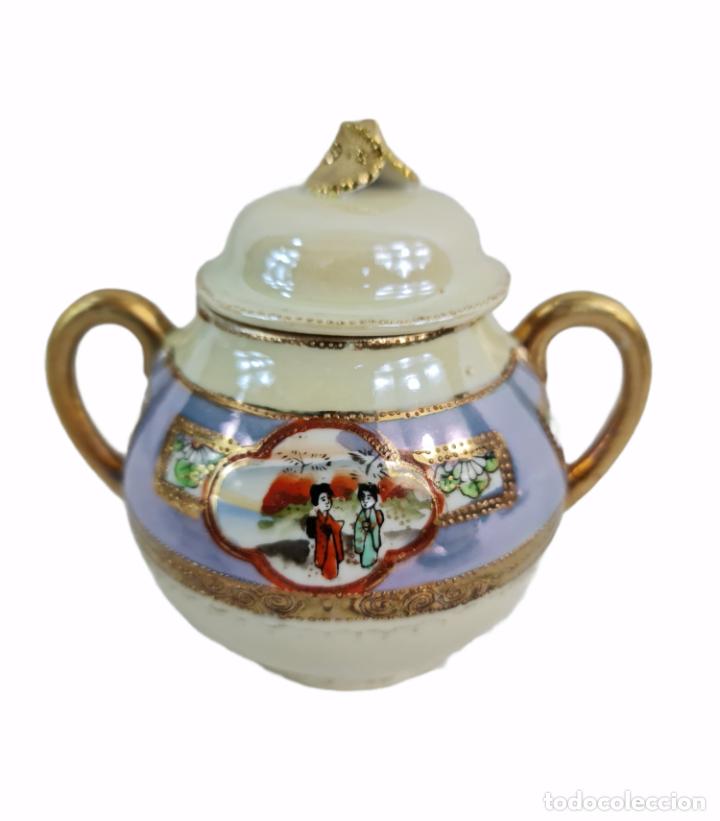 Antigüedades: Juego de té en porcelana cáscara de huevo con litofania. Pps SXX - Foto 5 - 264062365