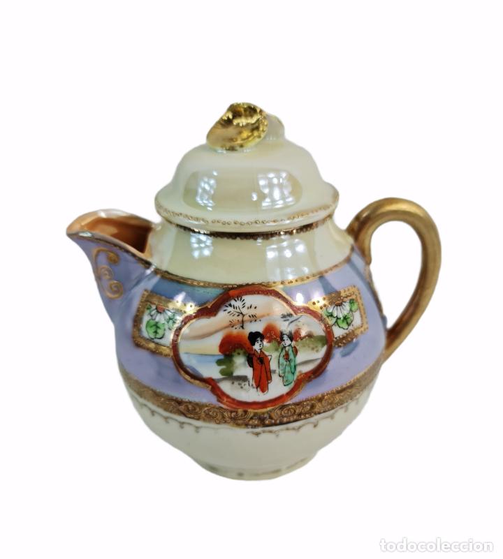 Antigüedades: Juego de té en porcelana cáscara de huevo con litofania. Pps SXX - Foto 6 - 264062365