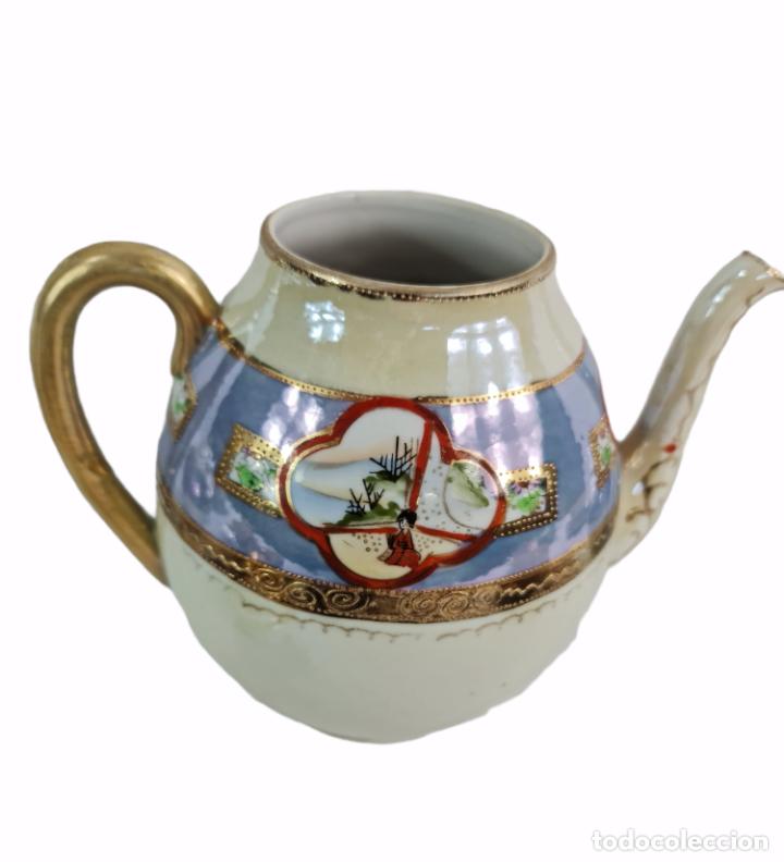 Antigüedades: Juego de té en porcelana cáscara de huevo con litofania. Pps SXX - Foto 7 - 264062365