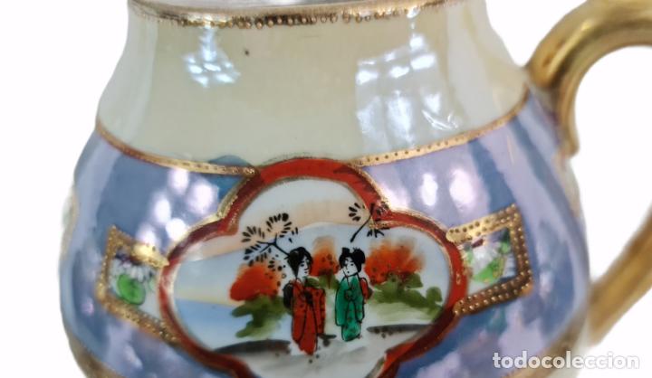Antigüedades: Juego de té en porcelana cáscara de huevo con litofania. Pps SXX - Foto 8 - 264062365