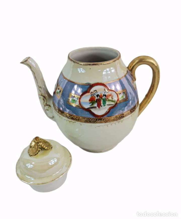 Antigüedades: Juego de té en porcelana cáscara de huevo con litofania. Pps SXX - Foto 10 - 264062365