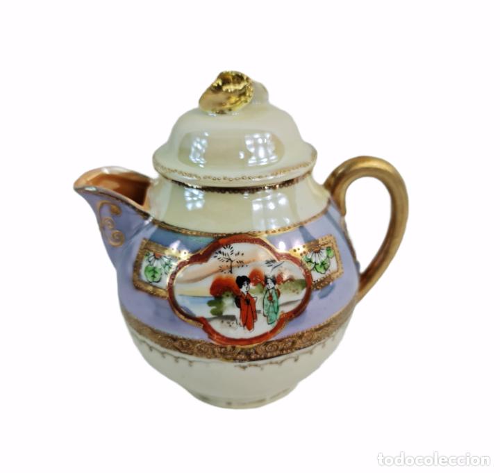 Antigüedades: Juego de té en porcelana cáscara de huevo con litofania. Pps SXX - Foto 11 - 264062365