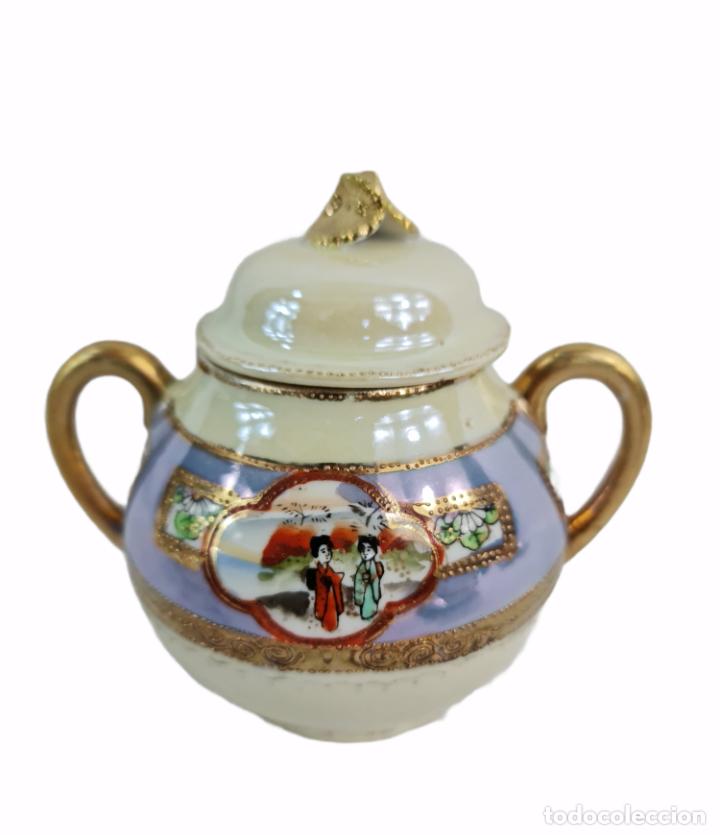 Antigüedades: Juego de té en porcelana cáscara de huevo con litofania. Pps SXX - Foto 12 - 264062365