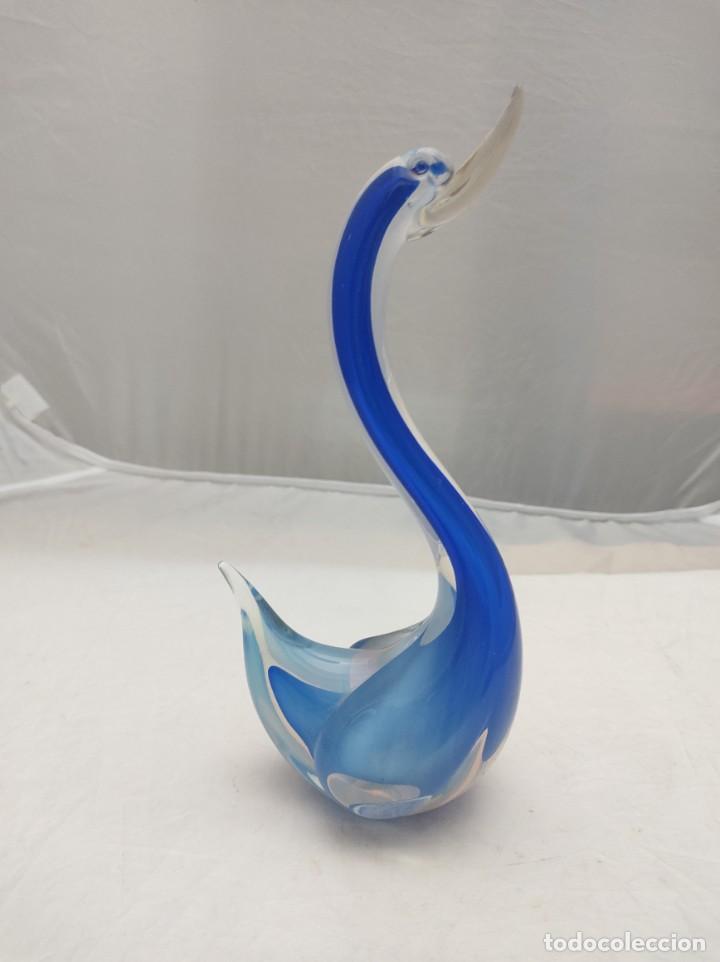 Oggetti Antichi: Ave lacustre en cristal de Murano azul
