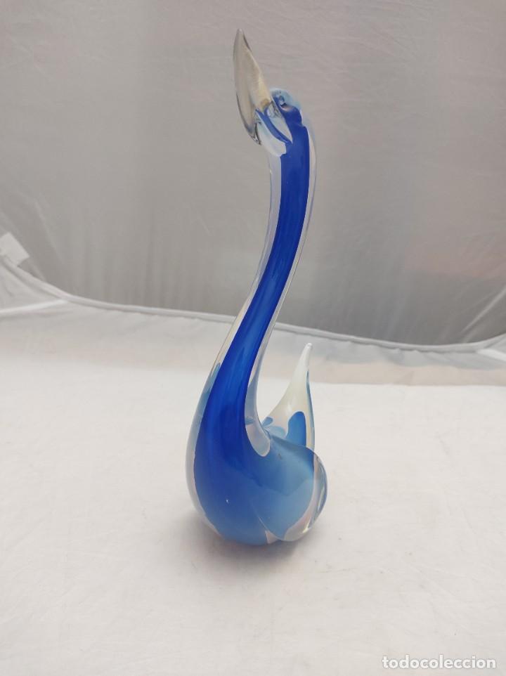 Antig&uuml;edades: Ave lacustre en cristal de Murano azul - Foto 2