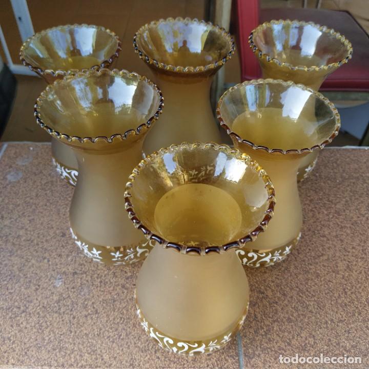 Antiques: Seis tulipas,plafones para l&aacute;mpara vintage.