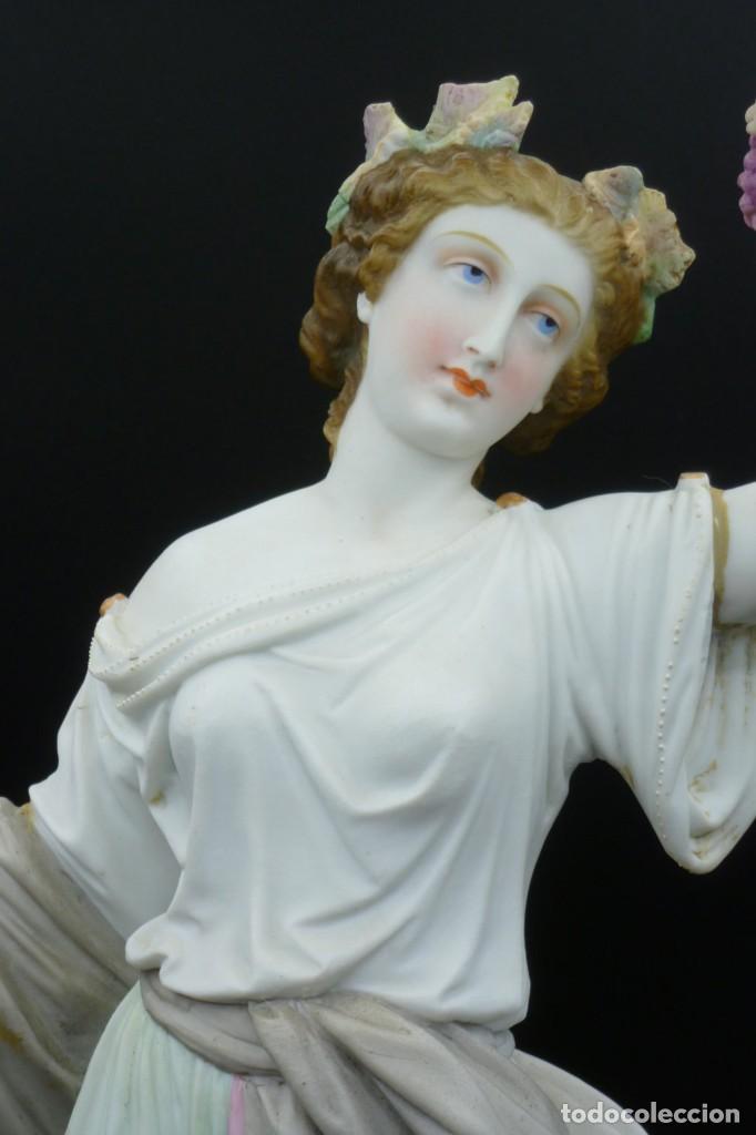 Antig&uuml;edades: Pie de l&aacute;mpara de porcelana de biscuit, Baco - Foto 1