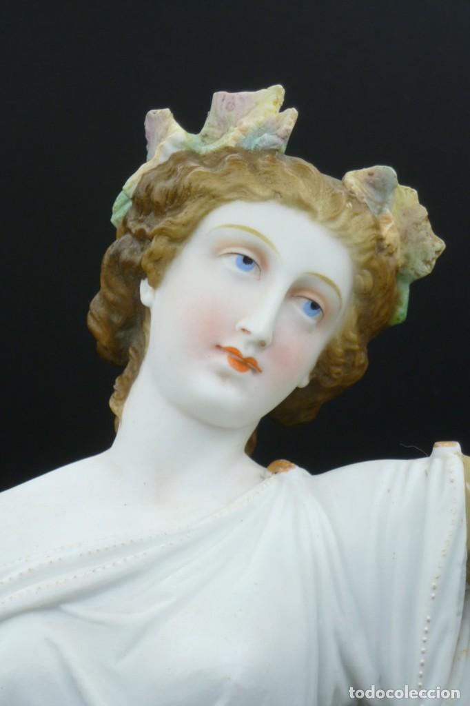 Antig&uuml;edades: Pie de l&aacute;mpara de porcelana de biscuit, Baco - Foto 2