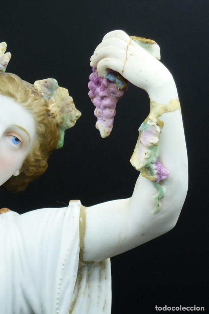 Antig&uuml;edades: Pie de l&aacute;mpara de porcelana de biscuit, Baco - Foto 3