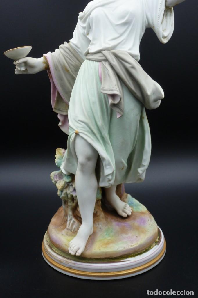 Antig&uuml;edades: Pie de l&aacute;mpara de porcelana de biscuit, Baco - Foto 5