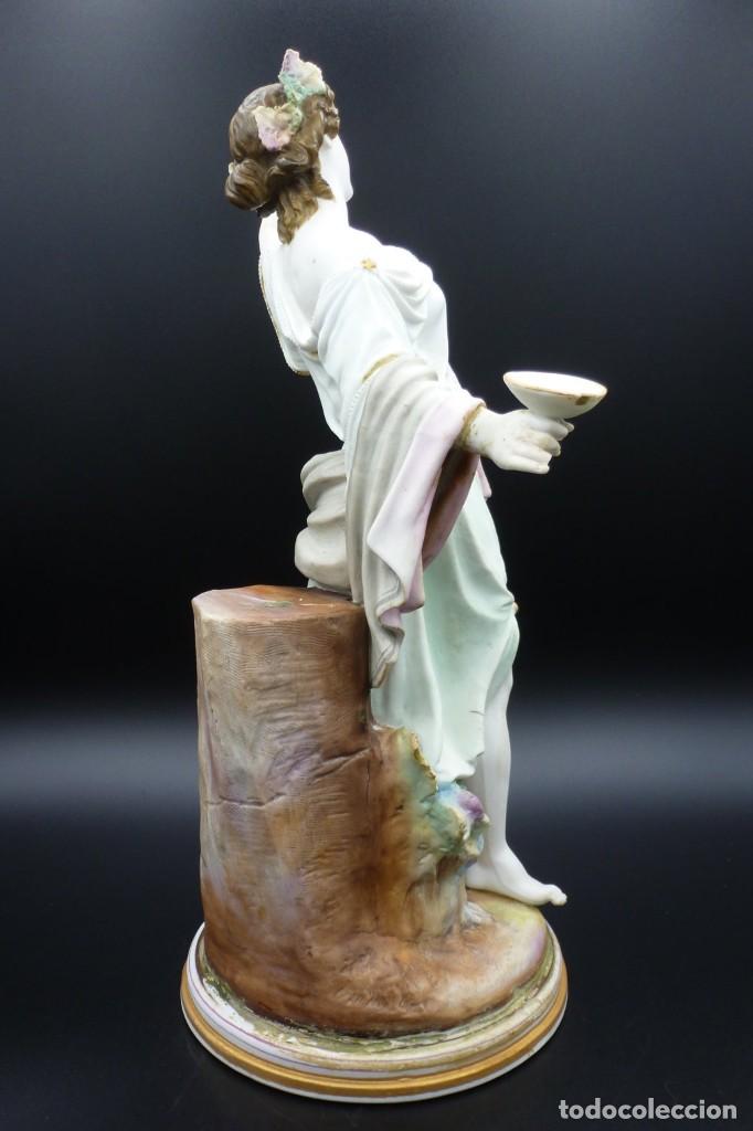 Antig&uuml;edades: Pie de l&aacute;mpara de porcelana de biscuit, Baco - Foto 10