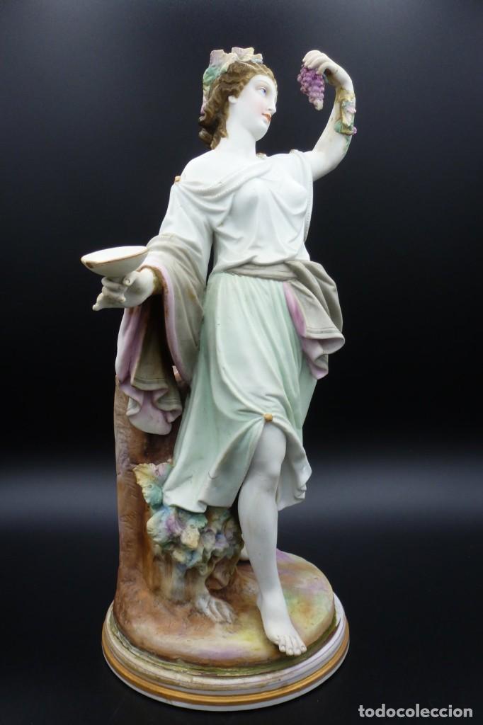 Antig&uuml;edades: Pie de l&aacute;mpara de porcelana de biscuit, Baco - Foto 11