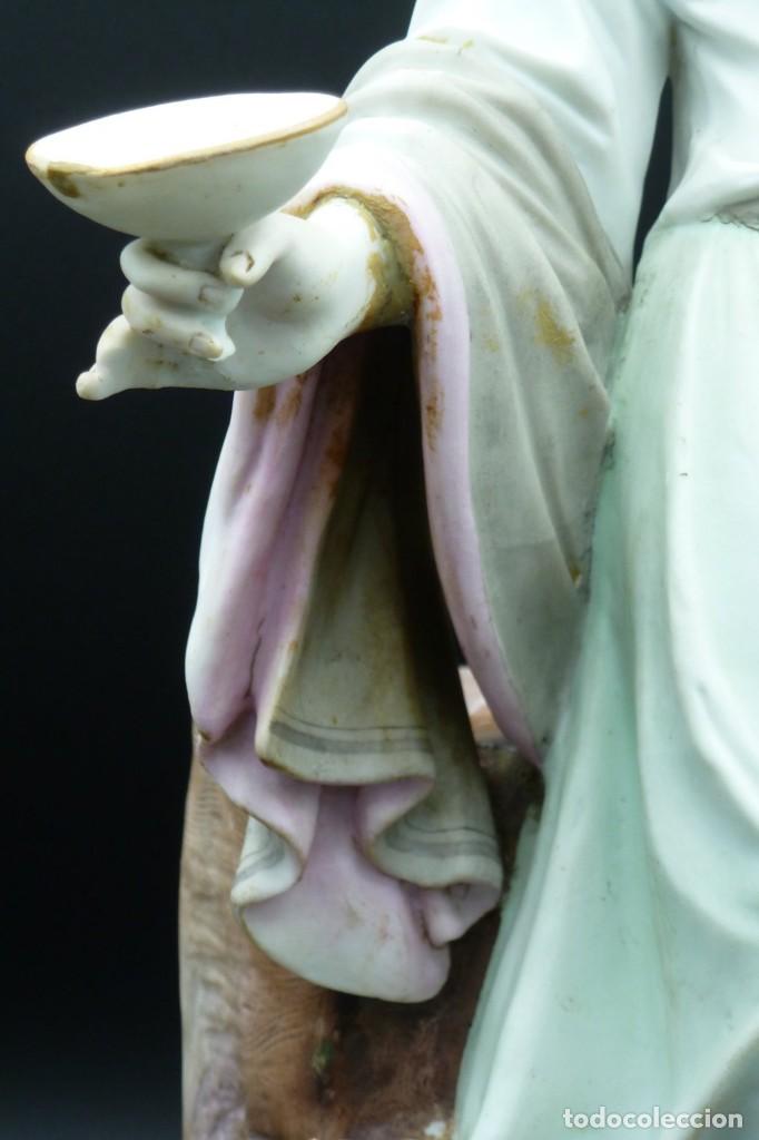 Antig&uuml;edades: Pie de l&aacute;mpara de porcelana de biscuit, Baco - Foto 12