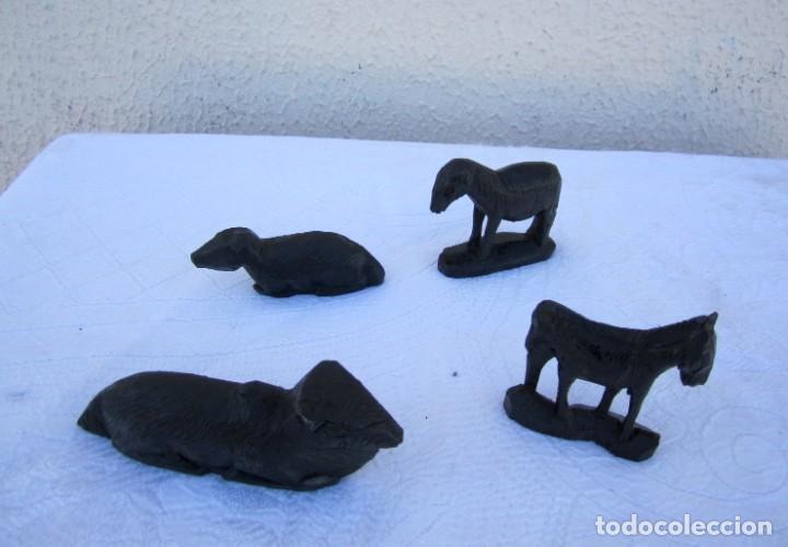Antig&uuml;edades: lote de cuatro animales en madera de ebano - Foto 7