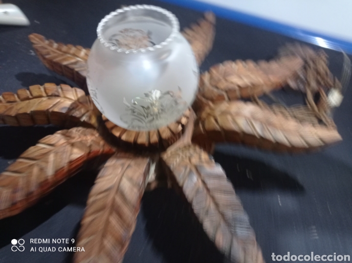 Antig&uuml;edades: Antigua lampara colgar techo sol madera rustica - Foto 7