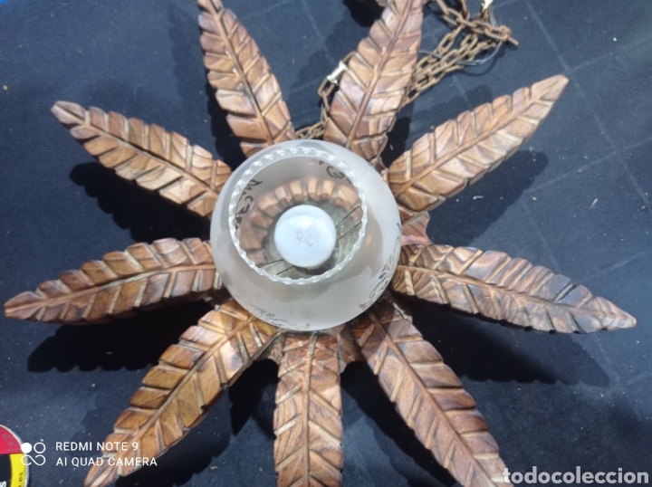 Antig&uuml;edades: Antigua lampara colgar techo sol madera rustica - Foto 10