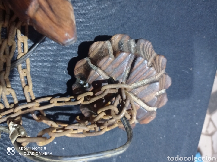 Antig&uuml;edades: Antigua lampara colgar techo sol madera rustica - Foto 11