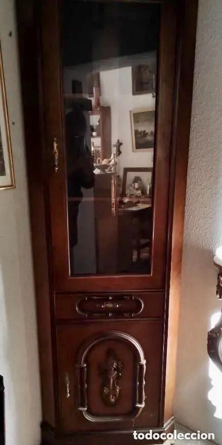 Antig&uuml;edades: MUEBLE VITRINA RINCONERA DE PI&Eacute; - Foto 8