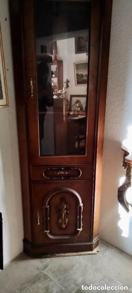 Antig&uuml;edades: MUEBLE VITRINA RINCONERA DE PI&Eacute; - Foto 4