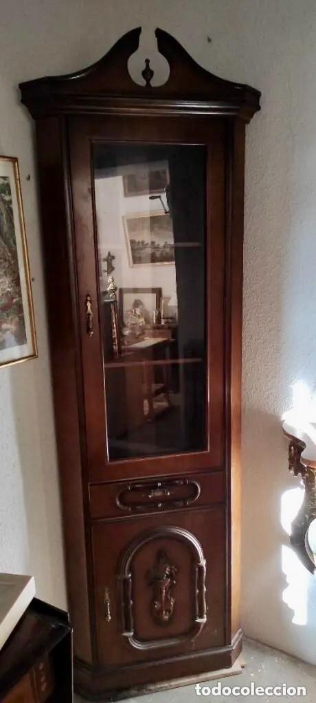 Antig&uuml;edades: MUEBLE VITRINA RINCONERA DE PI&Eacute; - Foto 5