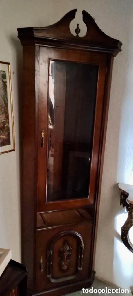 Antig&uuml;edades: MUEBLE VITRINA RINCONERA DE PI&Eacute; - Foto 6
