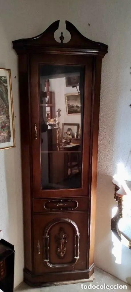 Antig&uuml;edades: MUEBLE VITRINA RINCONERA DE PI&Eacute; - Foto 7