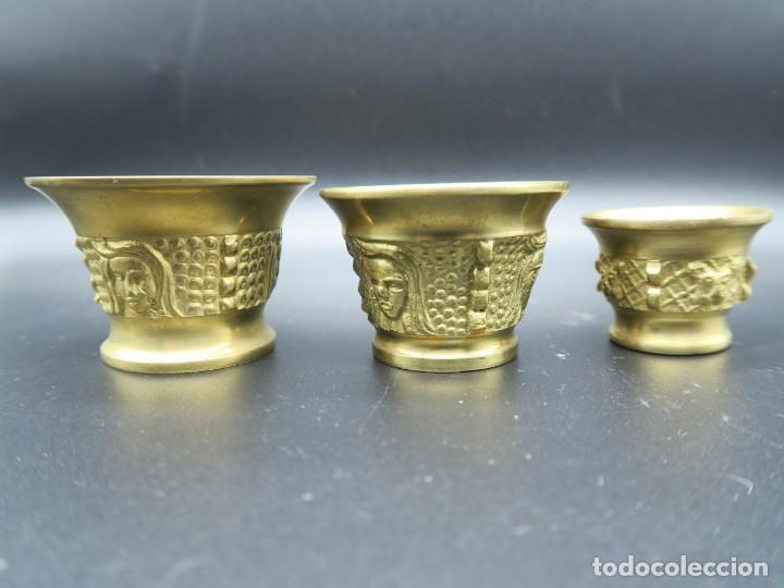 Antig&uuml;edades: ALMIDEZ DE BRONCE - LATON SIN MANO 3 PIEZAS - Foto 1
