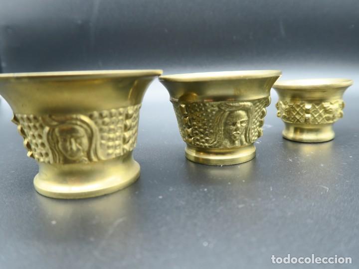 Antig&uuml;edades: ALMIDEZ DE BRONCE - LATON SIN MANO 3 PIEZAS - Foto 3