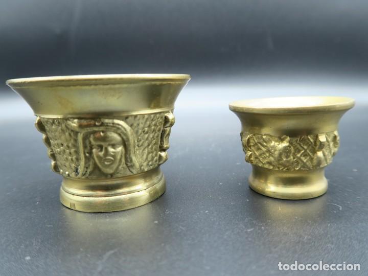 Antig&uuml;edades: ALMIDEZ DE BRONCE - LATON SIN MANO 2 PIEZAS - Foto 1