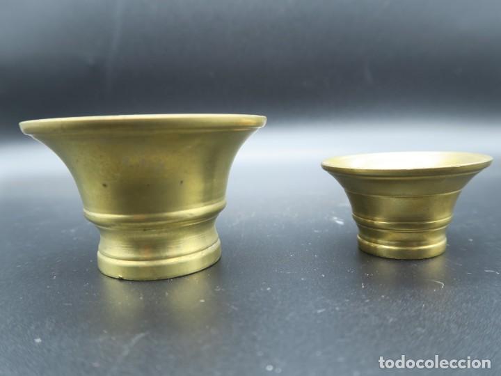 Antig&uuml;edades: ALMIDEZ DE BRONCE - LATON SIN MANO 2 PIEZAS - Foto 1