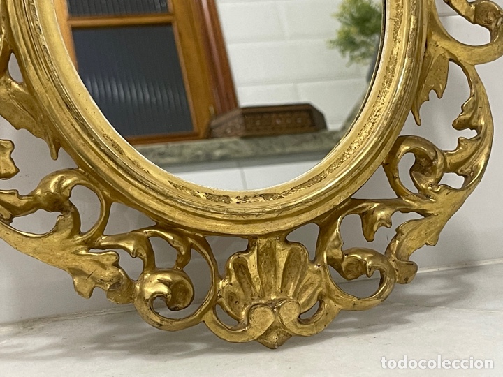 Antig&uuml;edades: ANTIGUO ESPEJO CORNUCOPIA A LA HOJA DE ORO XIX - Foto 6