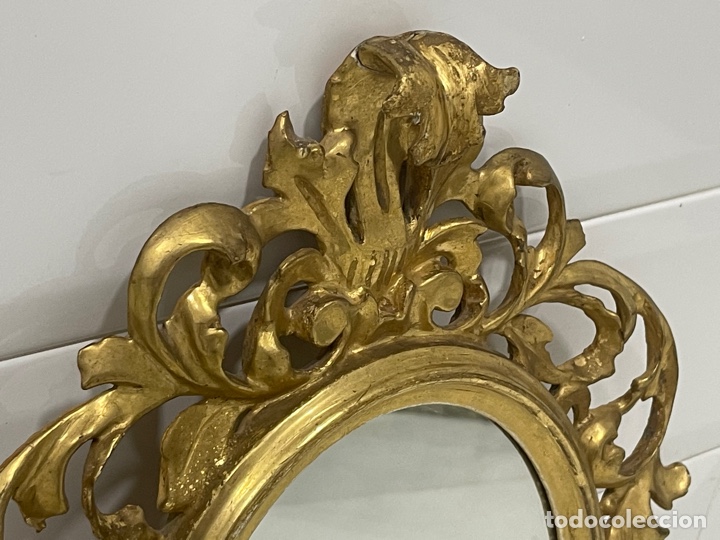 Antig&uuml;edades: ANTIGUO ESPEJO CORNUCOPIA A LA HOJA DE ORO XIX - Foto 7
