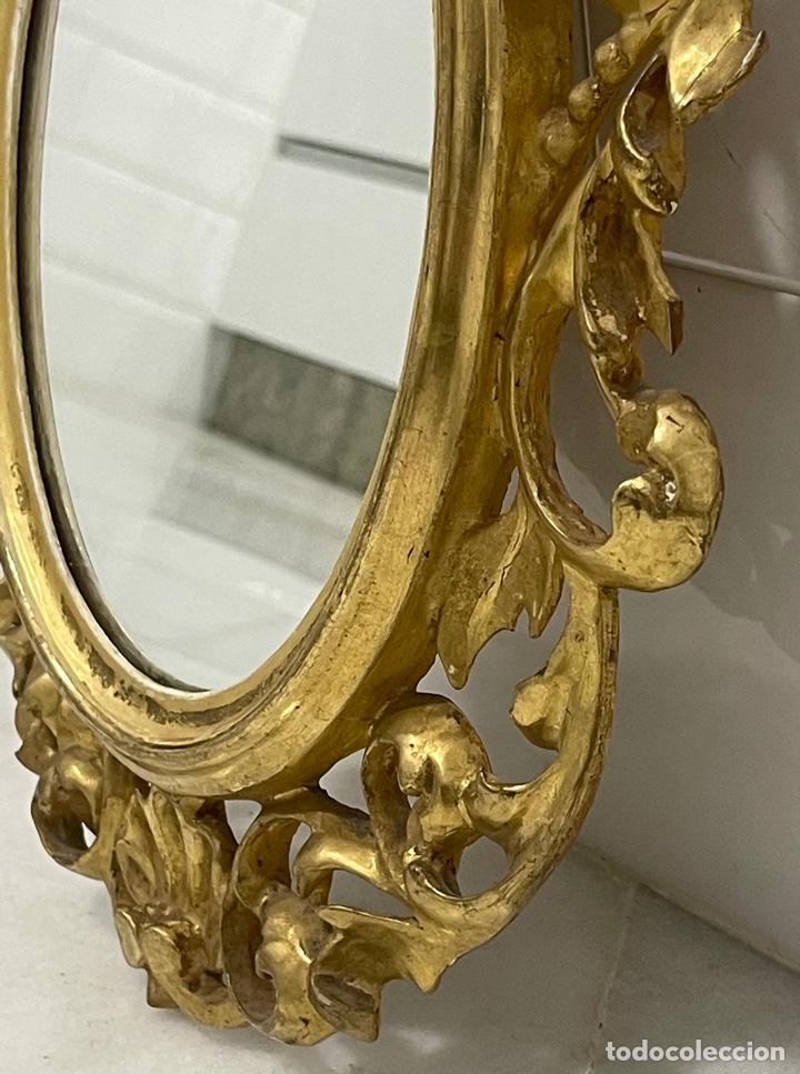 Antig&uuml;edades: ANTIGUO ESPEJO CORNUCOPIA A LA HOJA DE ORO XIX - Foto 10
