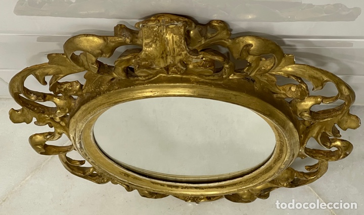 Antig&uuml;edades: ANTIGUO ESPEJO CORNUCOPIA A LA HOJA DE ORO XIX - Foto 14