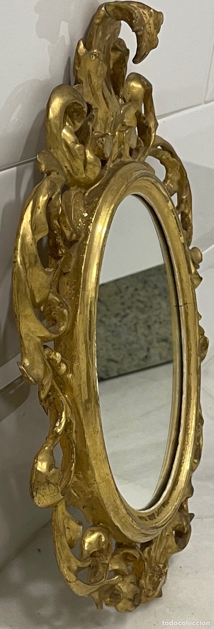 Antig&uuml;edades: ANTIGUO ESPEJO CORNUCOPIA A LA HOJA DE ORO XIX - Foto 16