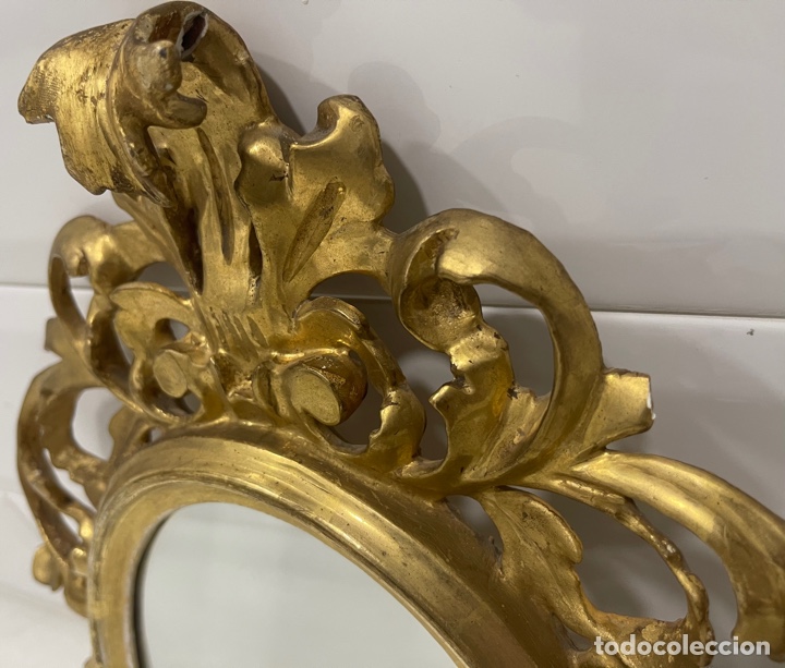 Antig&uuml;edades: ANTIGUO ESPEJO CORNUCOPIA A LA HOJA DE ORO XIX - Foto 18