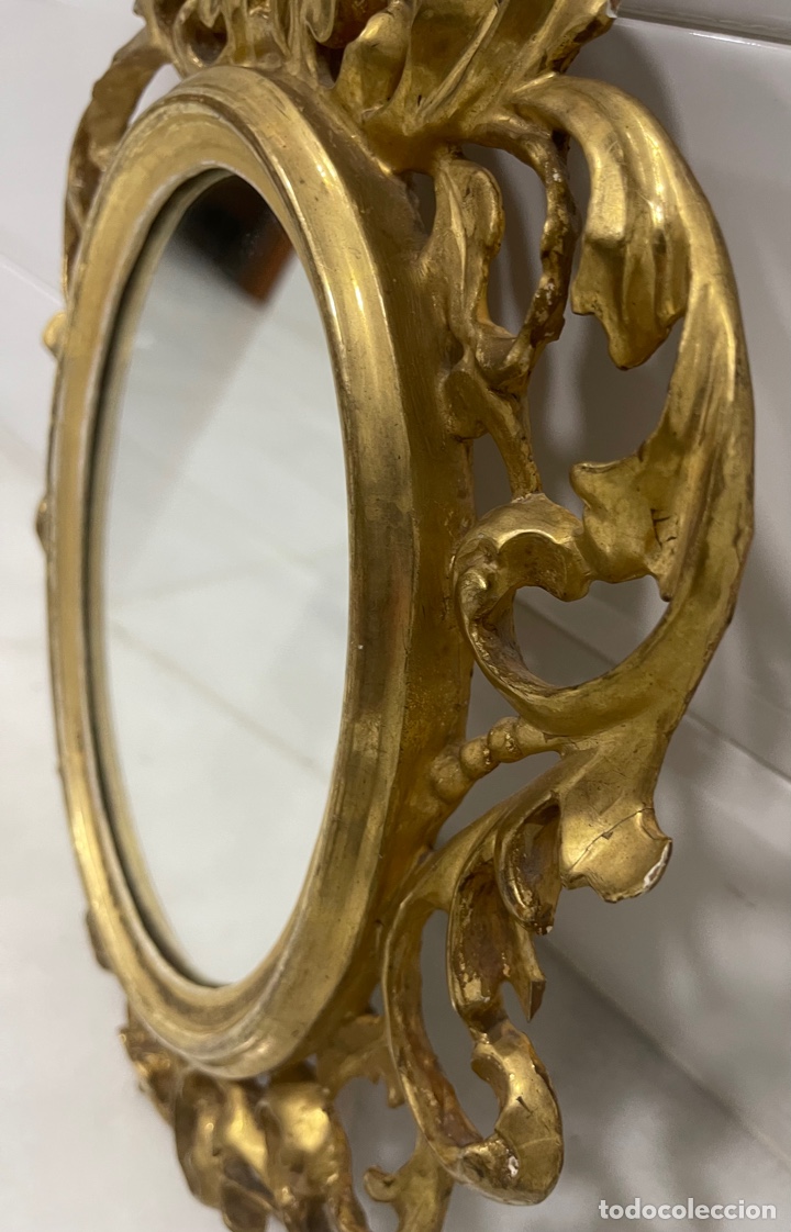 Antig&uuml;edades: ANTIGUO ESPEJO CORNUCOPIA A LA HOJA DE ORO XIX - Foto 19
