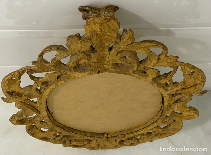 Antig&uuml;edades: ANTIGUO ESPEJO CORNUCOPIA A LA HOJA DE ORO XIX - Foto 23