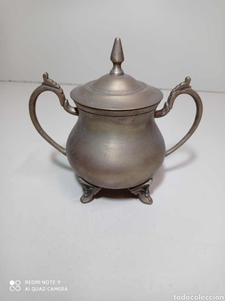 Oggetti Antichi: Bonito y antiguo azucarero de alpaca o bronce ba&ntilde;ado. Ideal para decoraci&oacute;n.