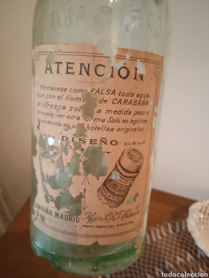 Antig&uuml;edades: Antigua botella agua de Cristal - Foto 4