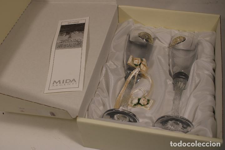 Antig&uuml;edades: 2 copas de cristal y plata de ley 925 - Foto 2
