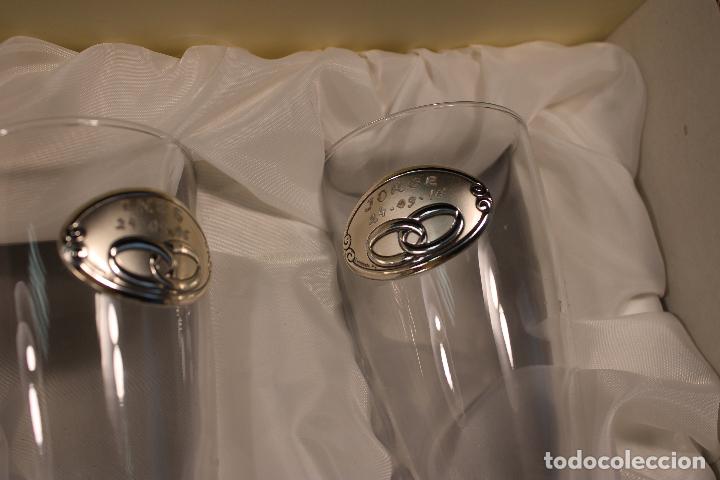 Antig&uuml;edades: 2 copas de cristal y plata de ley 925 - Foto 6